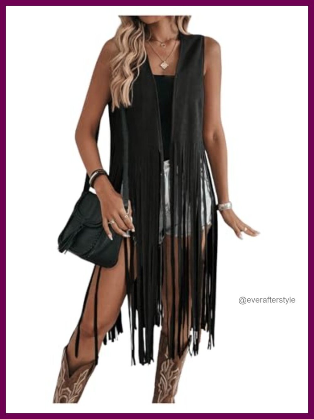 Faux Suede Fringe Vest Sleeveless Western Cardigan Jacket